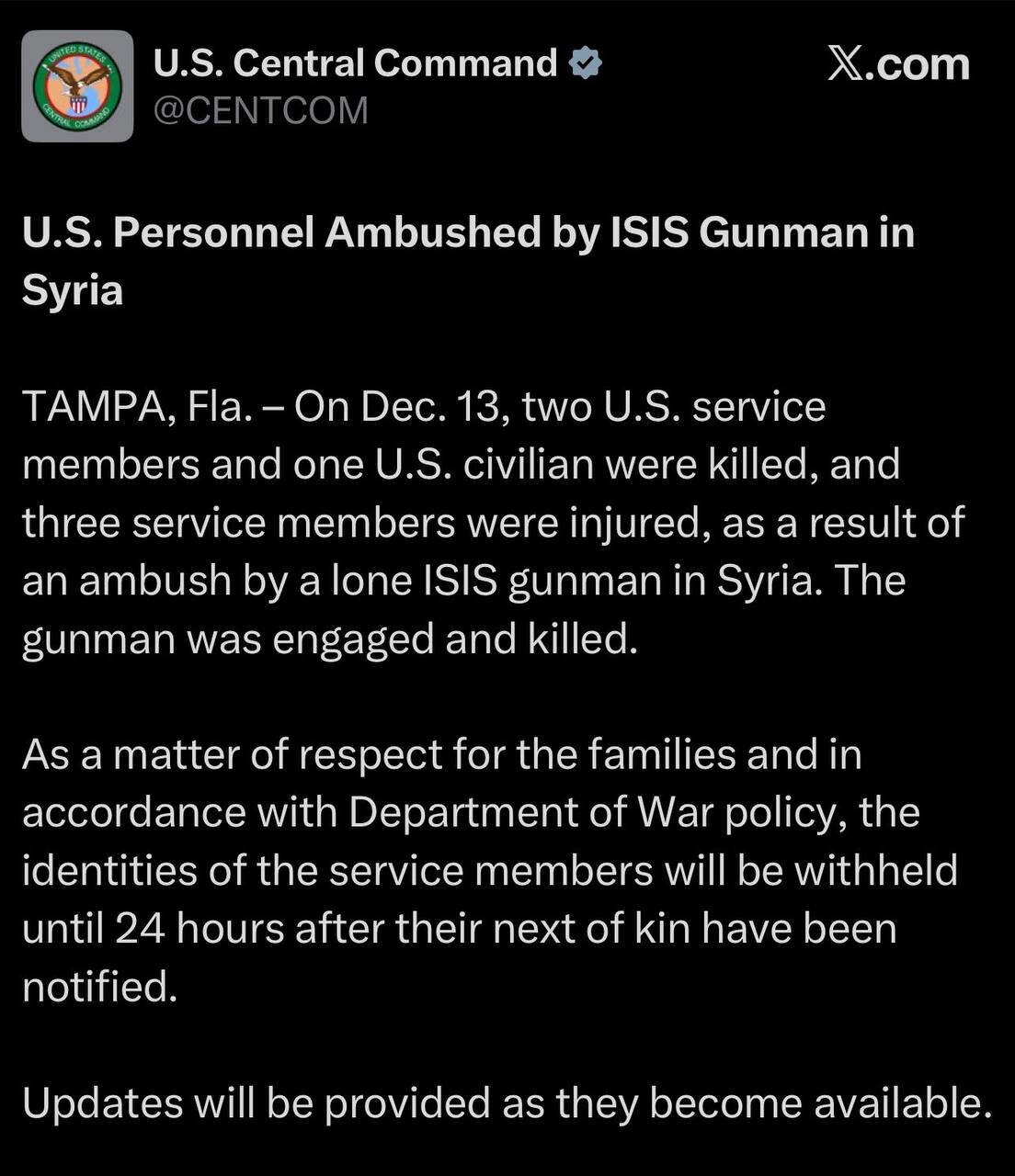 حمله مرگبار داعش علیه نظامیان آمریکا در سوریه؛ ۶ نفر کشته و زخمی شدند