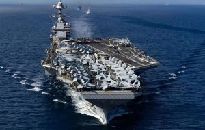 اولین تصویر از استقرار ناو هواپیمابر جرآلد فورد در اسرائیل