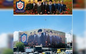 نقش رهبر شهید و شهید جمهور روی دیوارنگاره میدان انقلاب نقش رهبر شهید و شهید جمهور روی دیوارنگاره میدان انقلاب